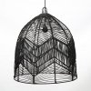 Rattanowy Klosz do Lampy Wiszącej w Stylu Boho Czarna BALA BAYU012B-L-50x50 BAZAR BIZAR